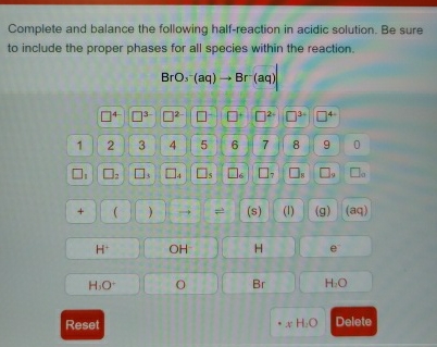 Solved Complete and balance the following half-reaction in | Chegg.com