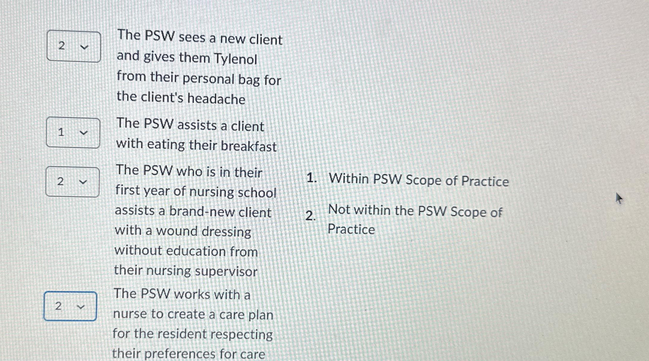 Solved The PSW sees a new client and gives them Tylenol from | Chegg.com