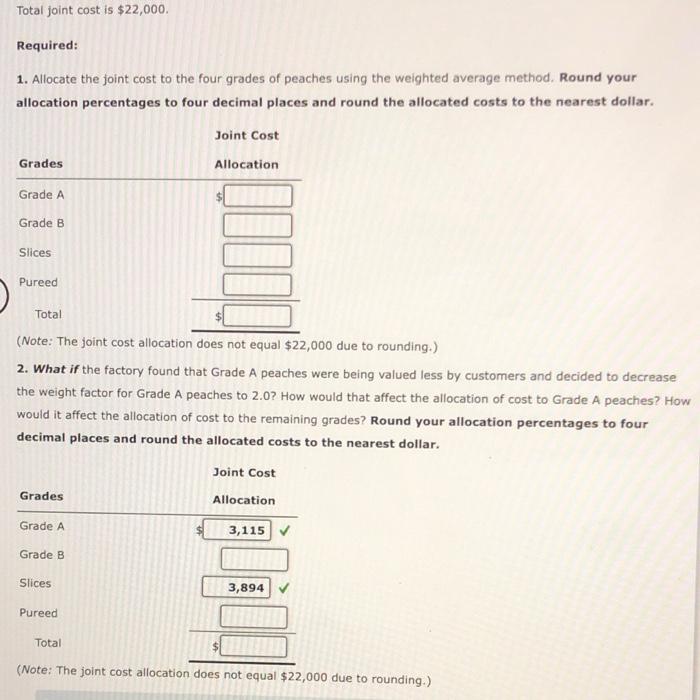 Solved Allocating Joint Costs Using the weighted Average | Chegg.com
