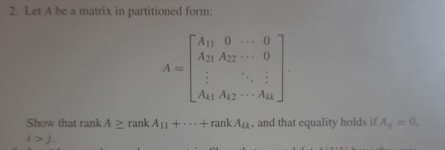 Solved Let A ﻿be a matrix in partitioned | Chegg.com