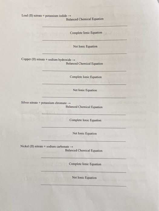 Solved Lead (II) nitrate + potassium iodide Balanced