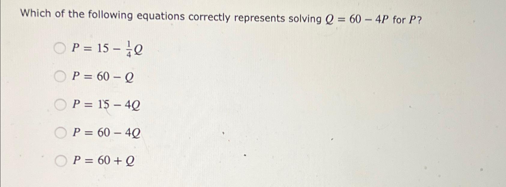 Solved Which of the following equations correctly represents | Chegg.com