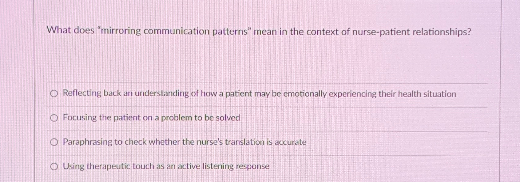 Solved What does "mirroring communication patterns" mean in