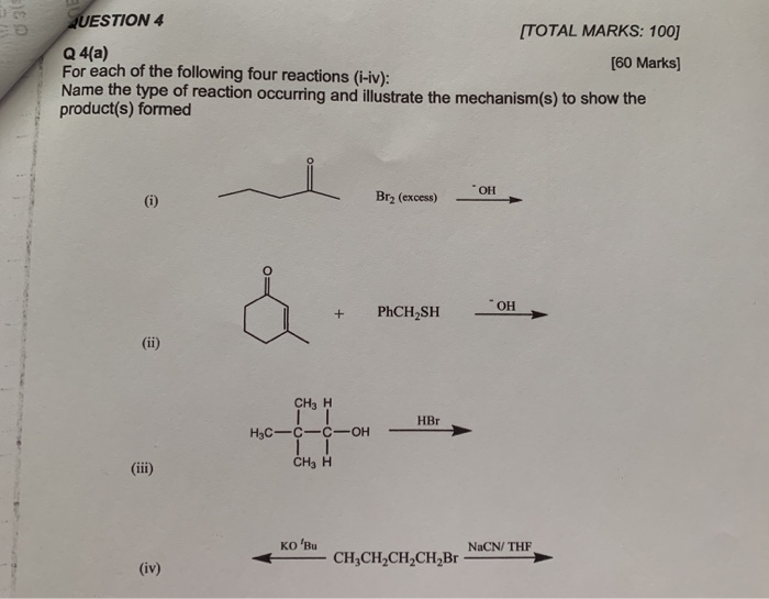 Solved for each of the following four reactions: name the | Chegg.com