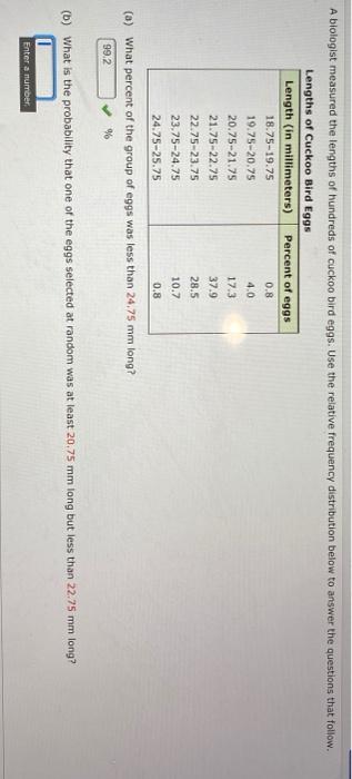 Solved A biologist measured the lengths of hundreds of | Chegg.com