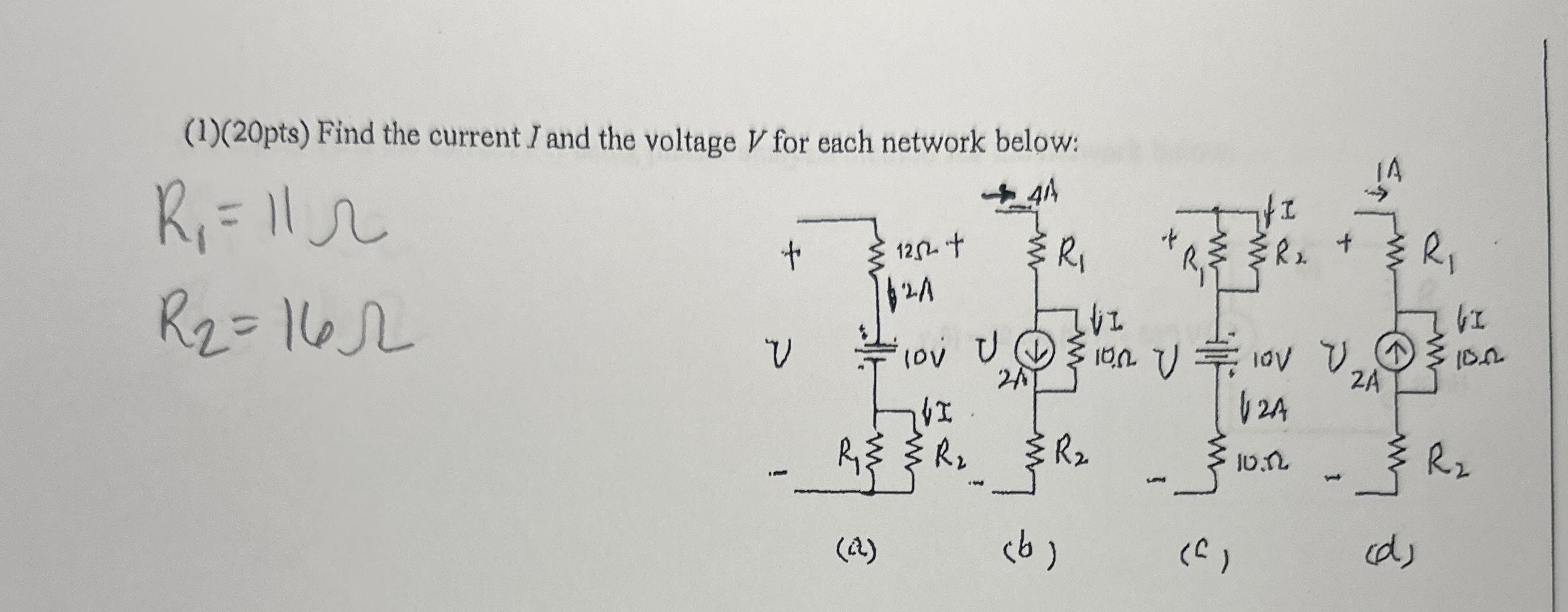 Solved Find the current I and the voltage V ﻿for each | Chegg.com