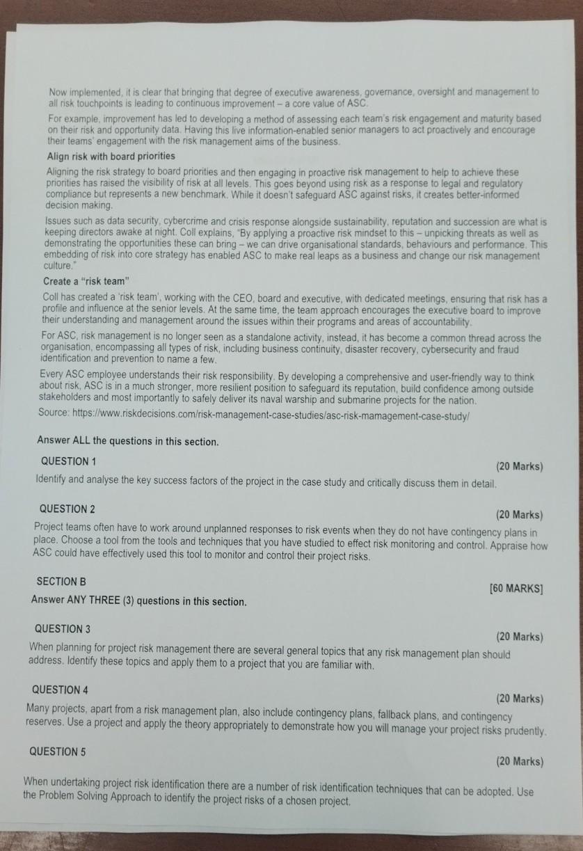 Solved SECTION A [40 MARKS] Read the case study below and | Chegg.com