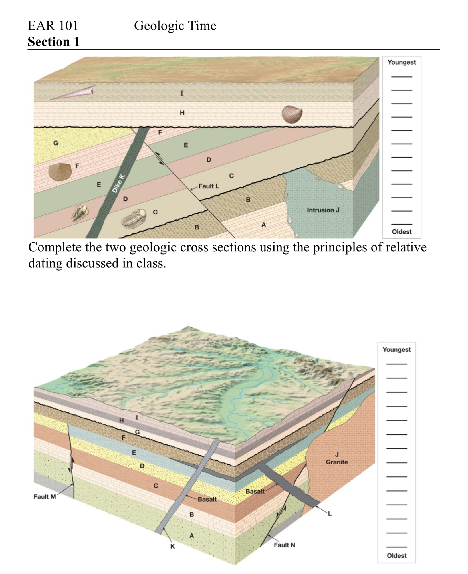 Solved EAR 101Geologic Time Section 1Complete the two | Chegg.com