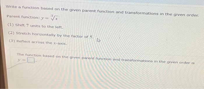 Solved Write a function based on the given parent function | Chegg.com
