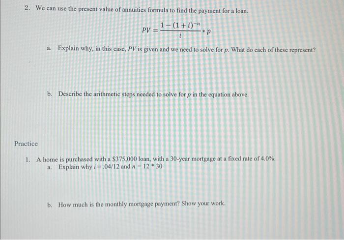 Solved 2 We Can Use The Present Value Of Annuities Formula Chegg