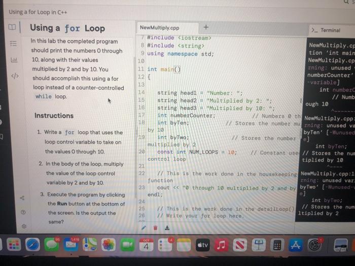 Solved Using a for Loop in C++ 3 Using a for Loop In this | Chegg.com