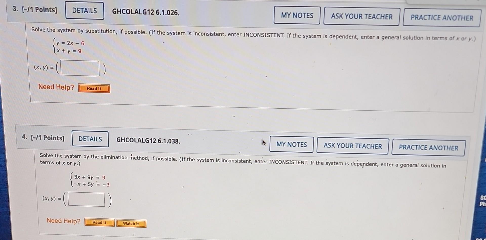 Solved Solve The System By Substitution If Possible If Chegg Solved Solve The System By Substitution If Possible If Chegg