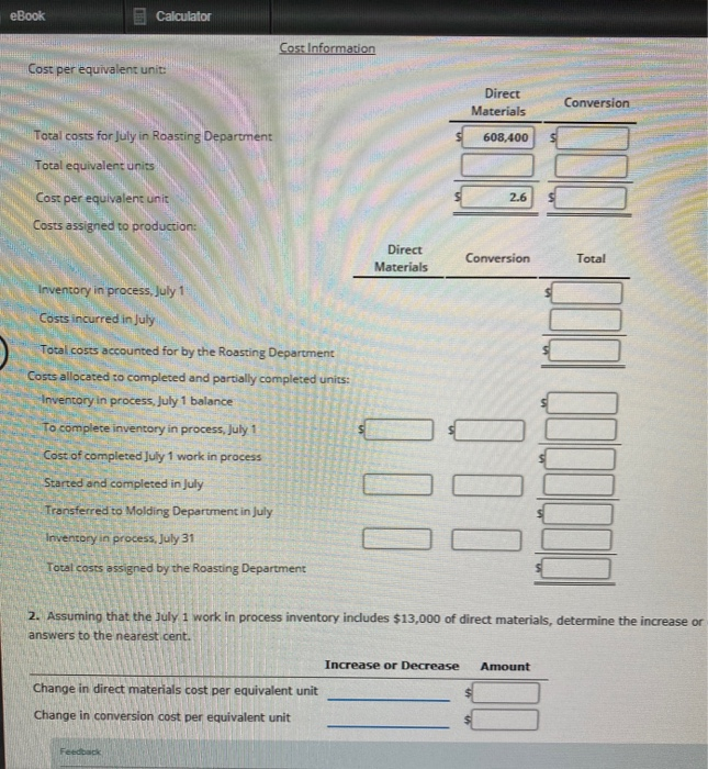Solved eBook Calculator Cost Information Cost per equivalent | Chegg.com