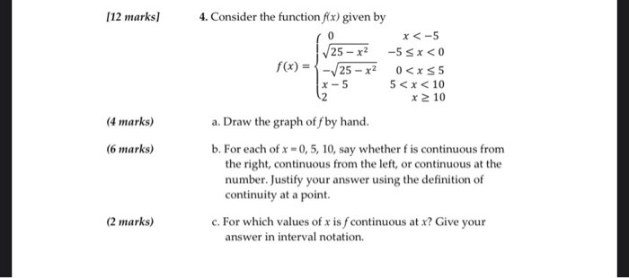 Solved [12 marks] 4. Consider the function f(x) given by | Chegg.com