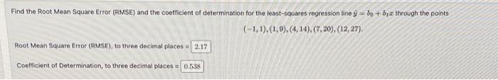 Solved Find the Root Mean Square Error (RMSE) and the | Chegg.com
