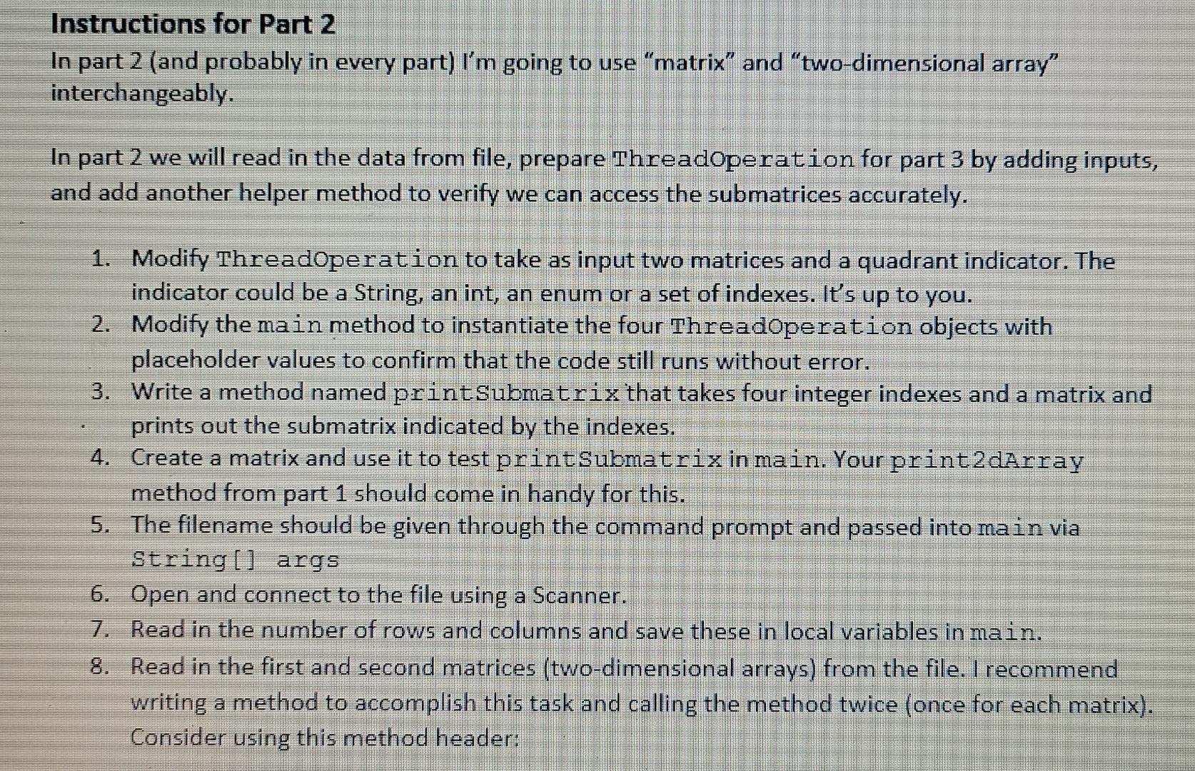Solved Instructions for Part 1 For part 1 you need to create | Chegg.com