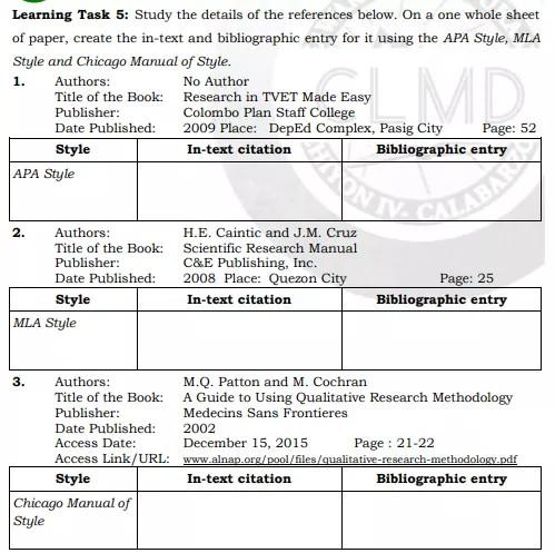 learning task 5 write a brief essay