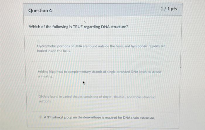 Solved Which of the following is TRUE regarding DNA | Chegg.com