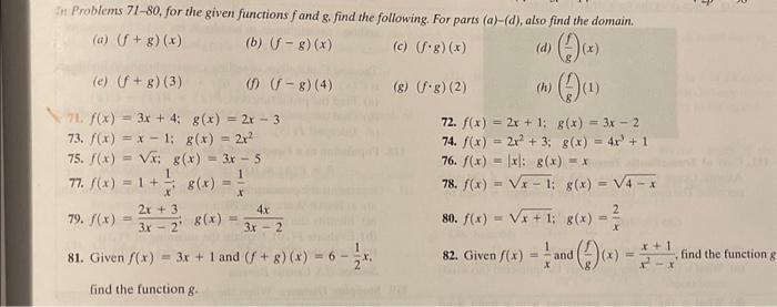 Solved In Problems \\( 71-80 \\), for the given functions | Chegg.com