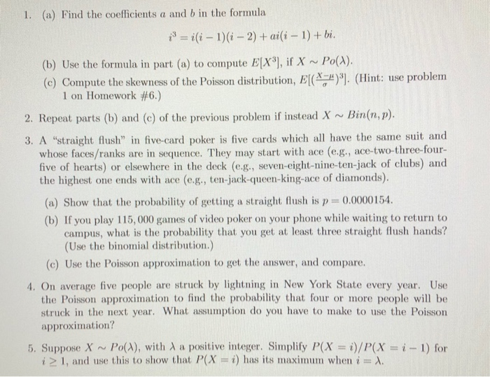 Solved 1. (a) Find The Coefficients A And B In The Formula | Chegg.com