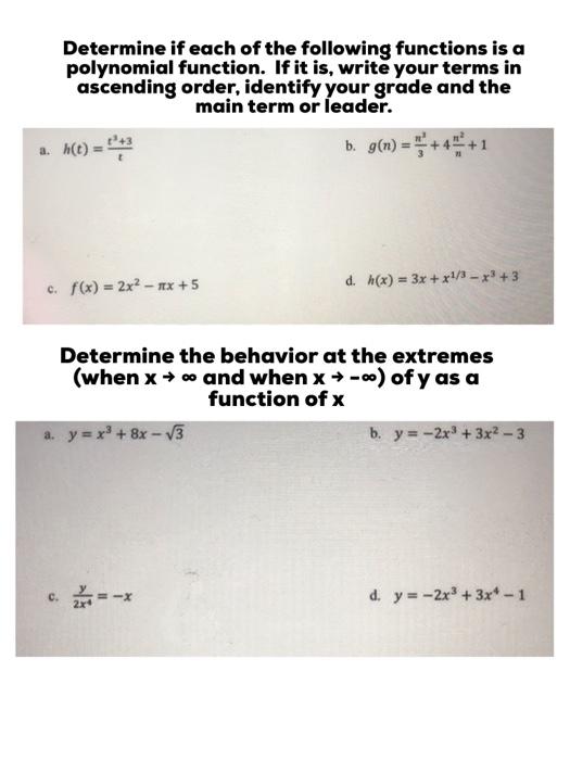 Solved Determine if each of the following functions is a | Chegg.com