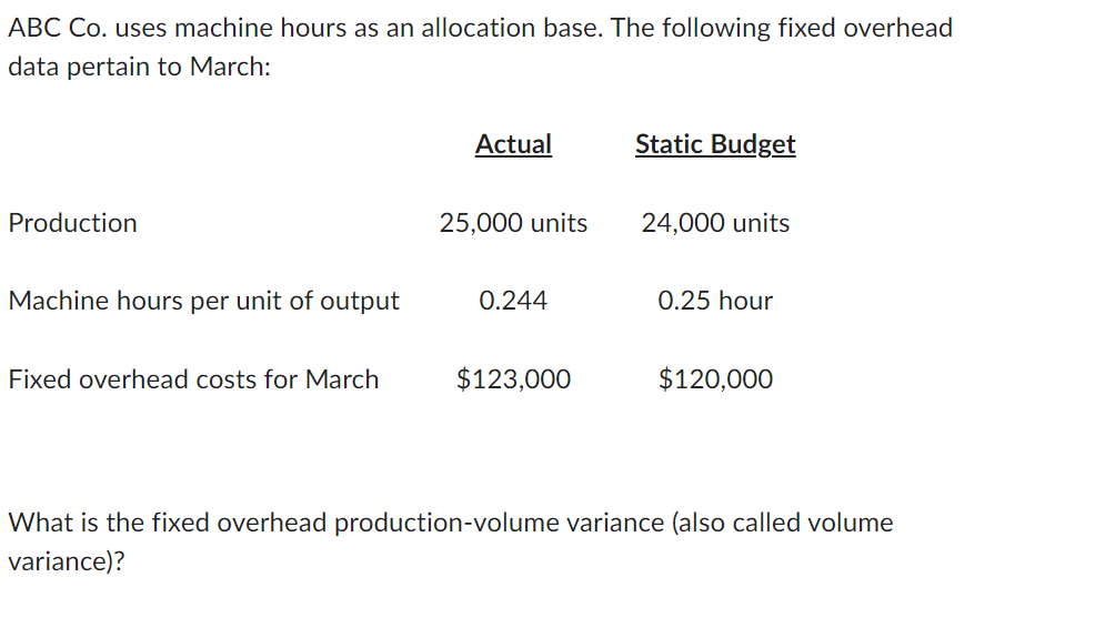 Solved ABC Co. ﻿uses machine hours as an allocation base. | Chegg.com