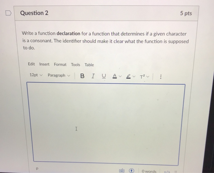 Solved Question 2 5 pts Write a function declaration for a | Chegg.com