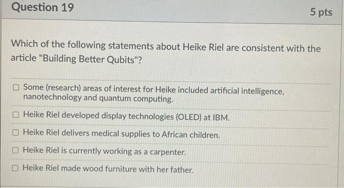 Solved Question 19 5 pts Which of the following statements | Chegg.com