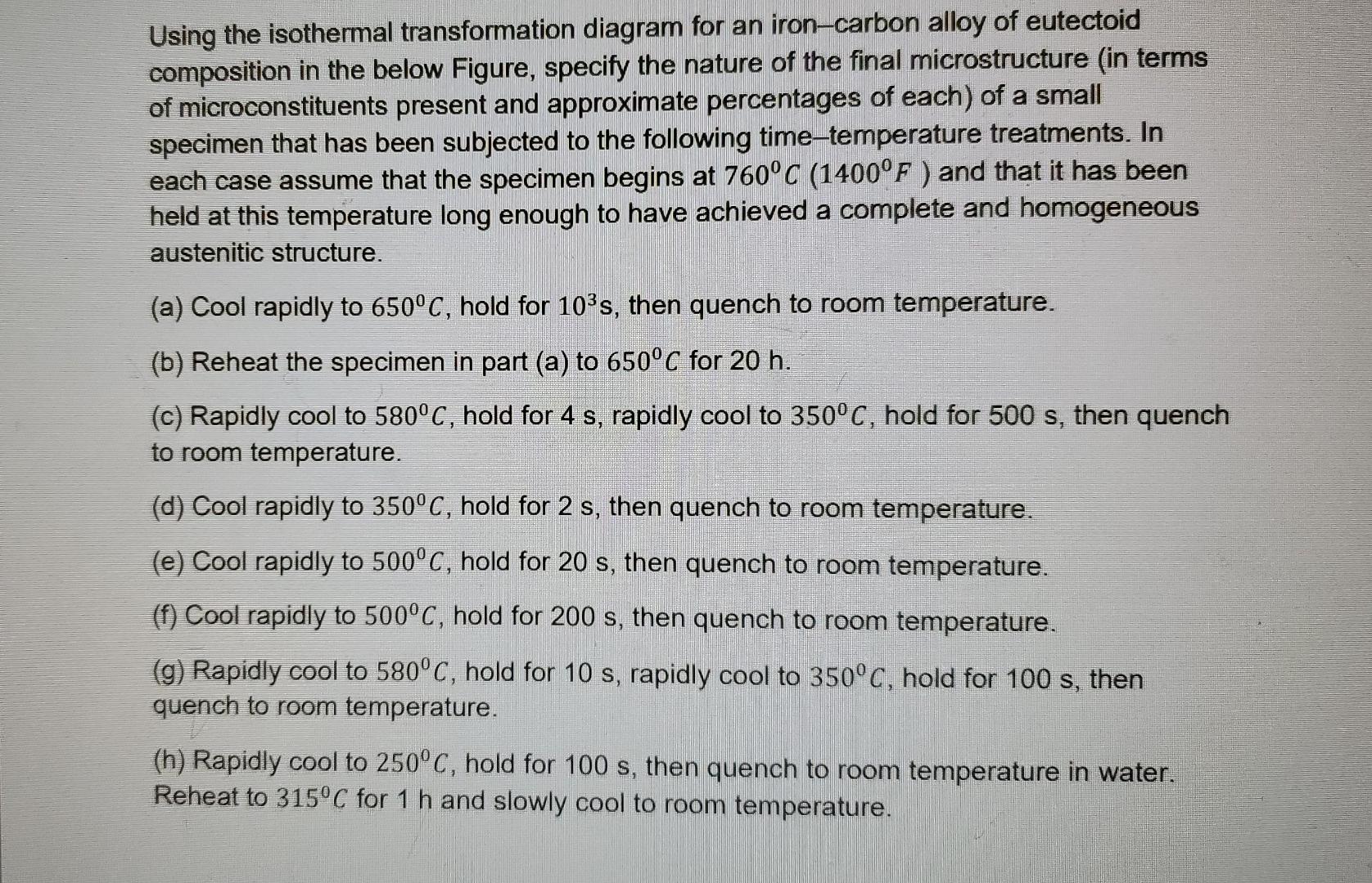 Solved Using The Isothermal Transformation Diagram For An | Chegg.com