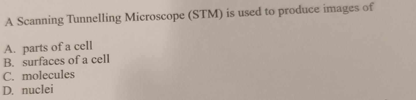 Solved A Scanning Tunnelling Microscope (STM) ﻿is used to | Chegg.com