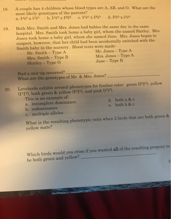 18 A Couple Has 4 Children Whose Blood Types Are Chegg Com