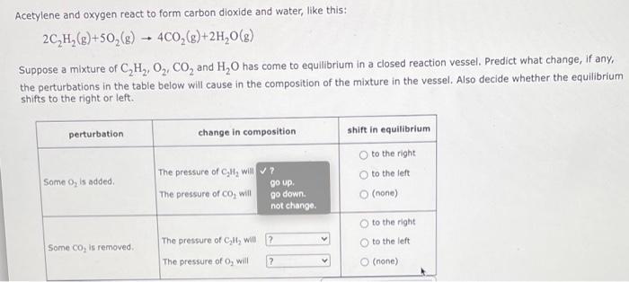 Solved Acetylene and oxygen react to form carbon dioxide and | Chegg.com