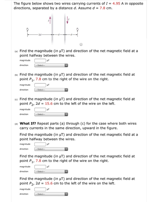 Solved The figure below shows two wires carrying currents of | Chegg.com
