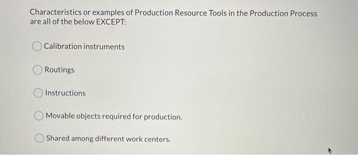 Solved Put the following Production Process steps in the | Chegg.com