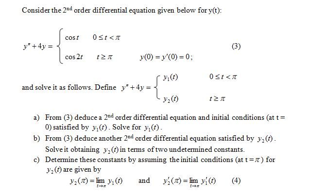 Consider the 2nd order differential equation given | Chegg.com