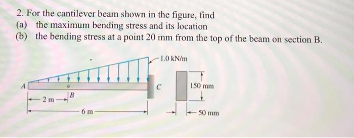 Solved 2. For the cantilever beam shown in the figure, find | Chegg.com
