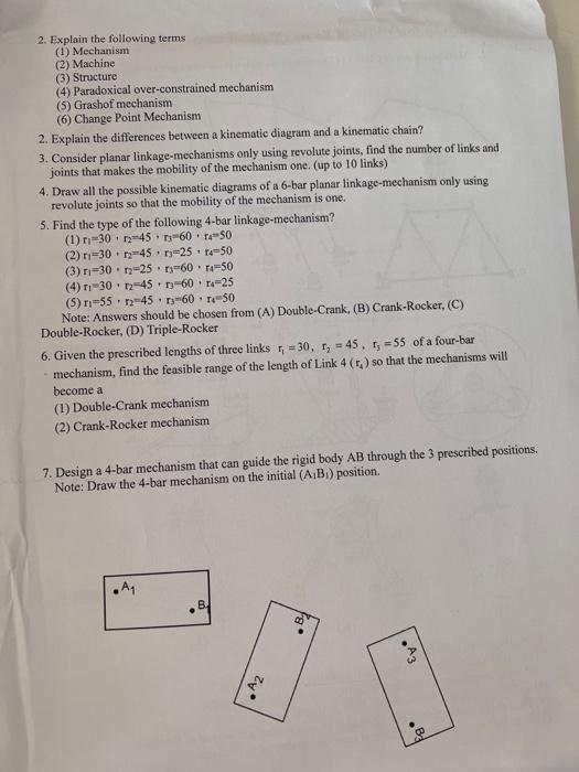 Solved Practices for Midterm Exam (Mechanisms) 1. | Chegg.com