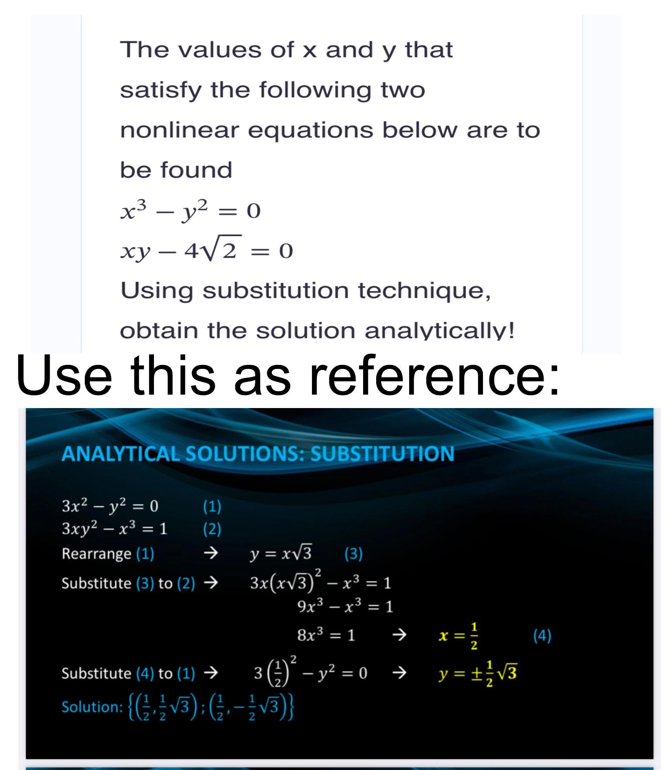 Solved The values of x ﻿and y ﻿that satisfy the following | Chegg.com