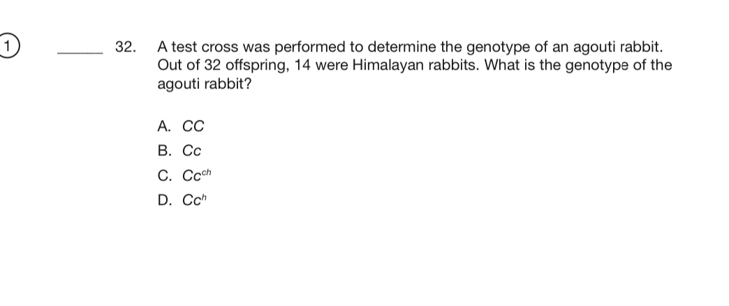 Solved (1)32. ﻿A test cross was performed to determine the | Chegg.com