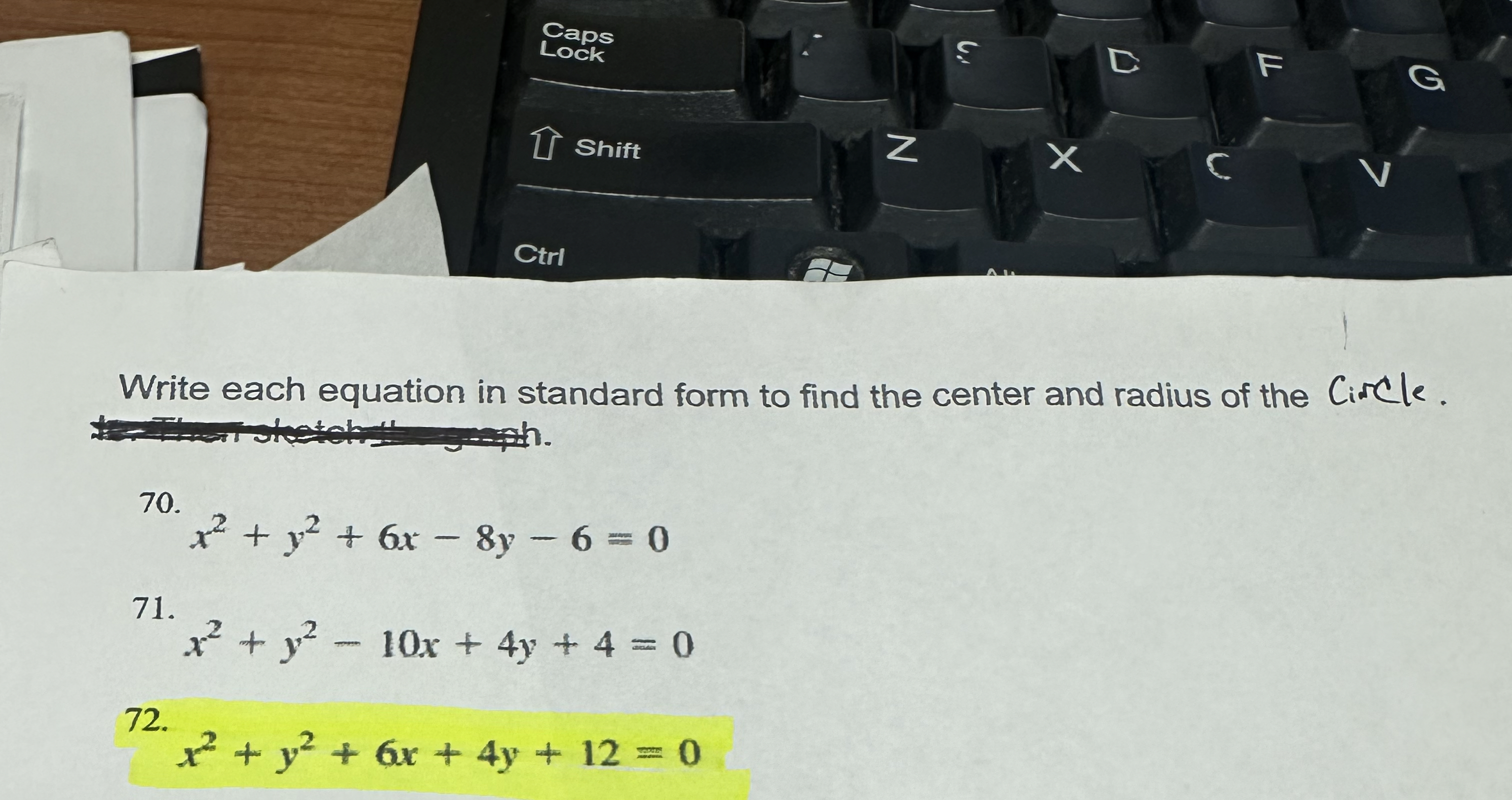 Write each equation in standard form to find the | Chegg.com