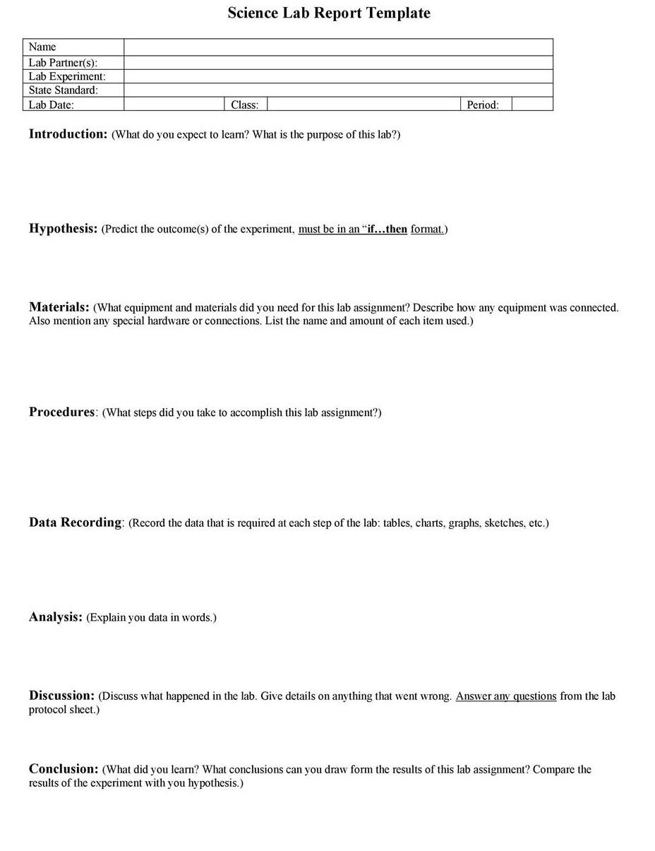 Science Lab Report Template Introduction: (What do | Chegg.com