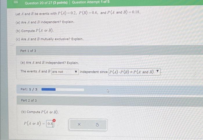 Solved Let A And B Be Events With P(A)=0.2,P(B)=0.6, And P(A | Chegg.com