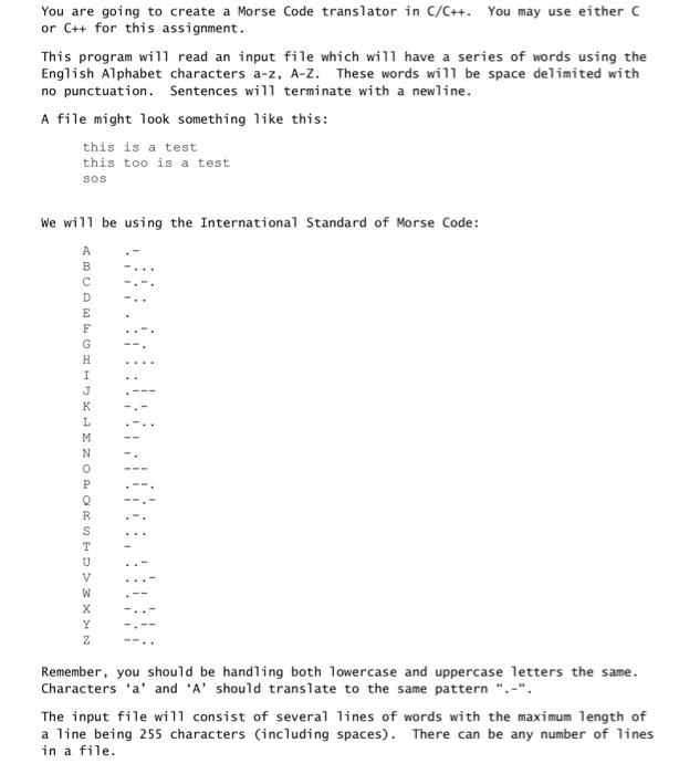Solved You Are Going To Create A Morse Code Translator In Chegg Com