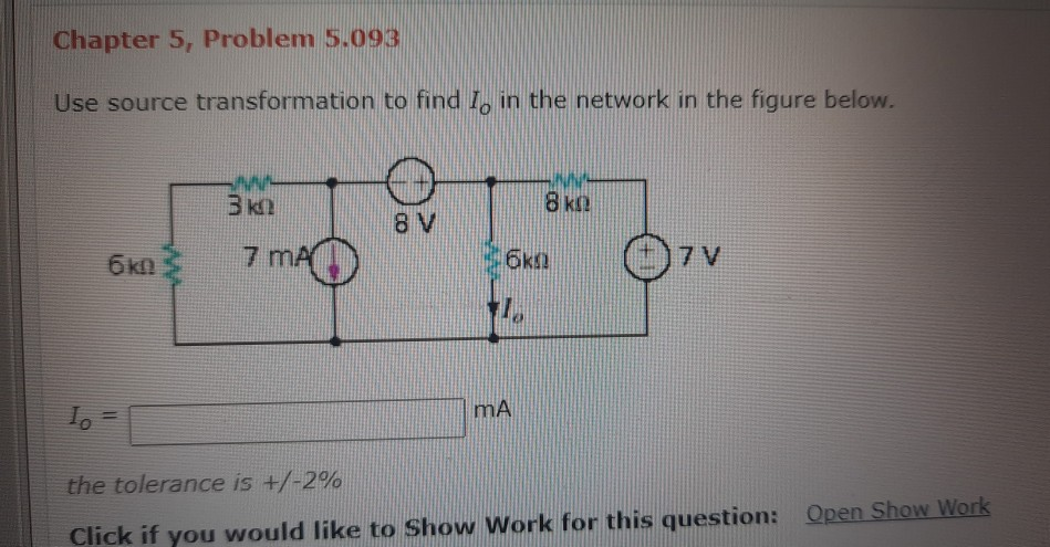 Solved Chapter 5, Problem 5.093 Use source transformation to | Chegg.com