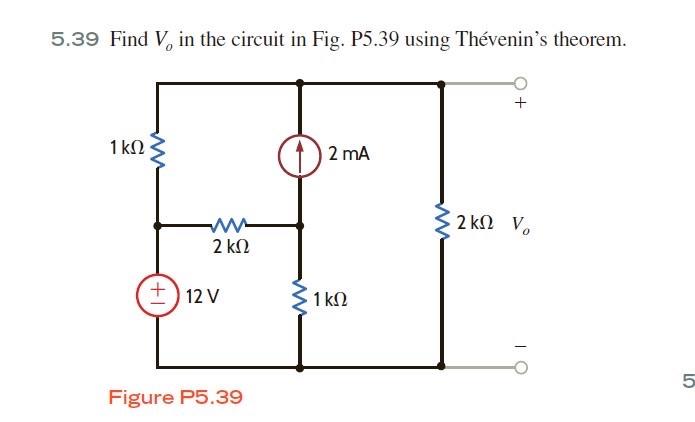 Solved 5.39 Find V, in the circuit in Fig. P5.39 using | Chegg.com