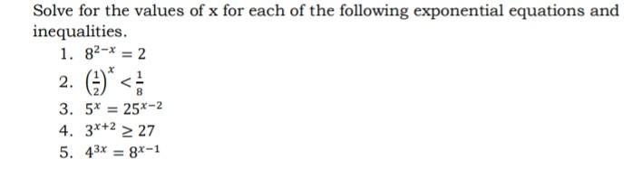 Solved Solve for the values of x for each of the following | Chegg.com