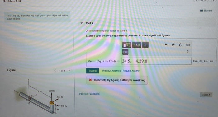 Solved Problem 8.56 Review The 102-in.-diameter rod in | Chegg.com