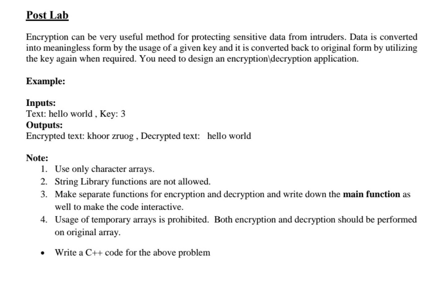 Solved Post Lab Encryption Can Be Very Useful Method For | Chegg.com