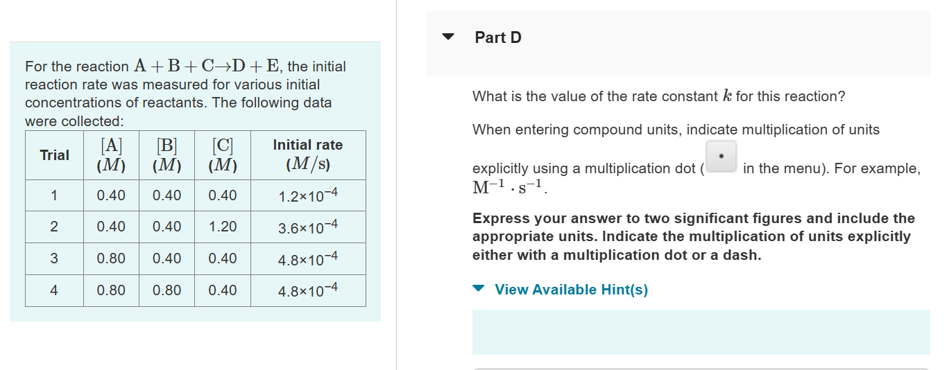 Solved For the reaction | Chegg.com