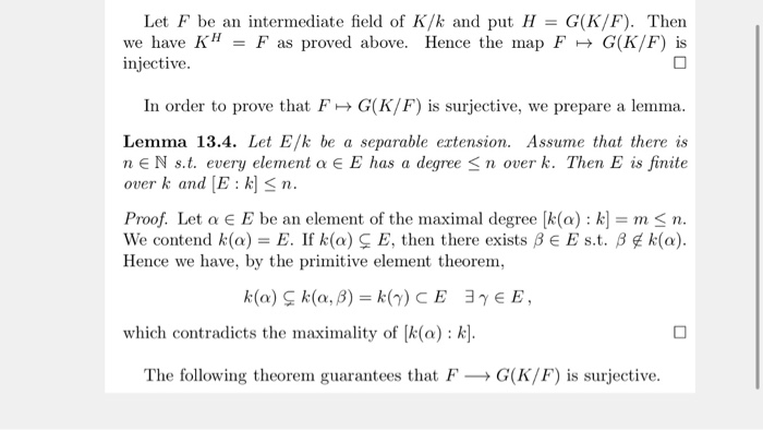 Solved Problem 17 19 Let K Q Be A Galois Extension Chegg Com